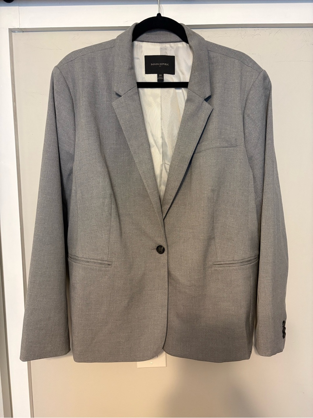 Banana Republic Women’s Light Gray Single-Button Blazer-Size 20